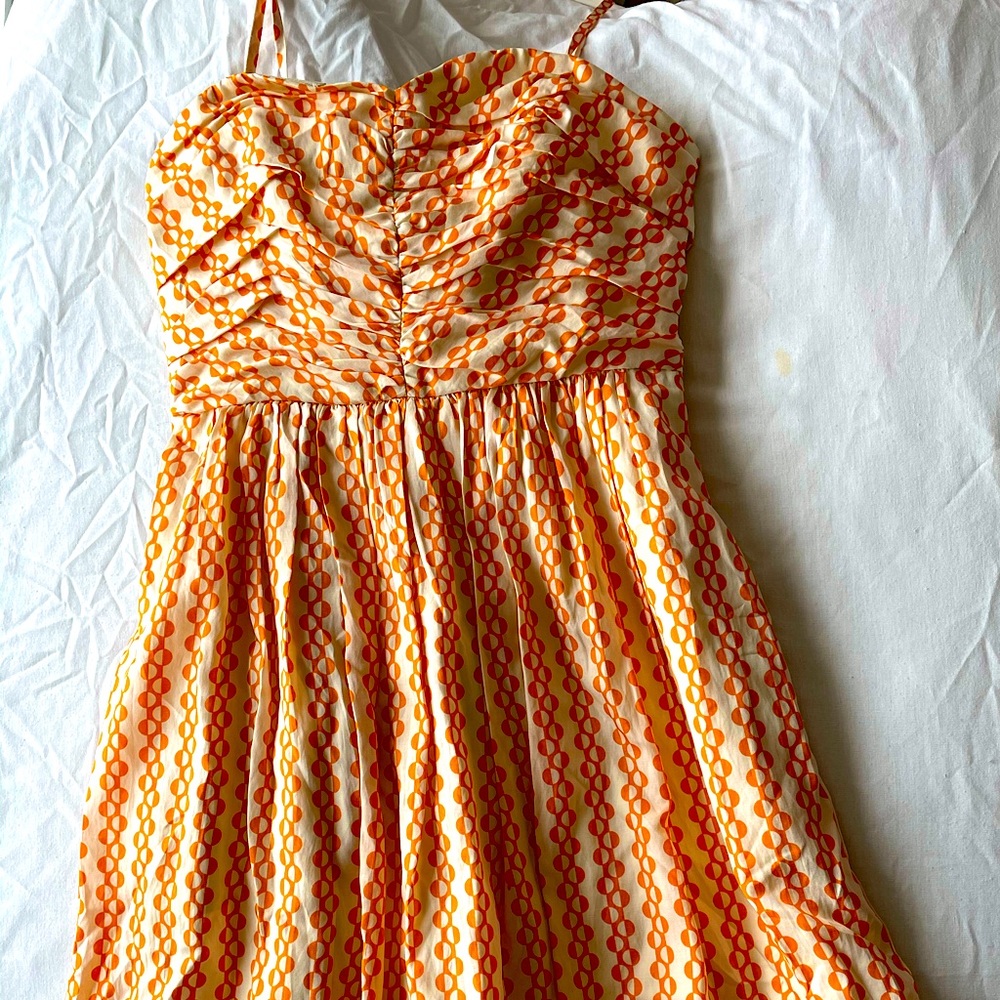 Anthropologie Orange any Cream Summer dress.